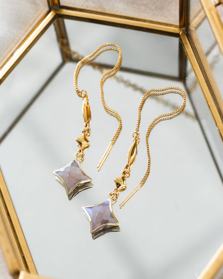 Polaris Glow Moonstone Threader Earrings
