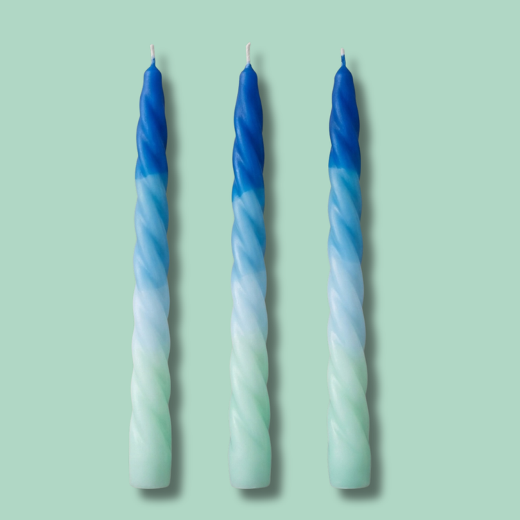 Aura Twisted Taper Candles | Blue Moon