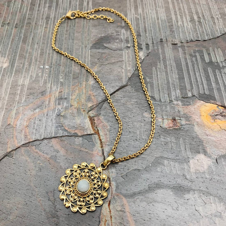 Gold Waves Moonstone Necklace