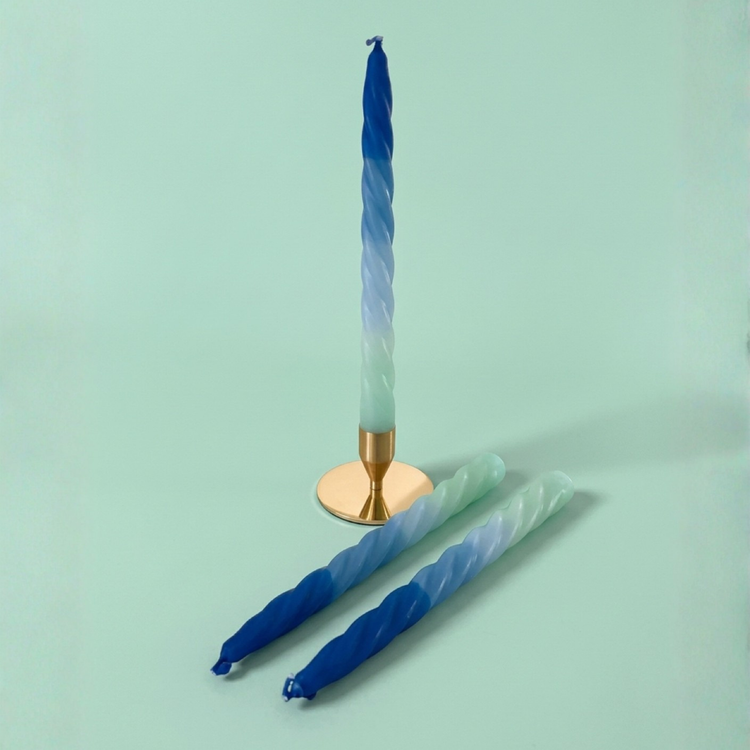 Aura Twisted Taper Candles | Blue Moon