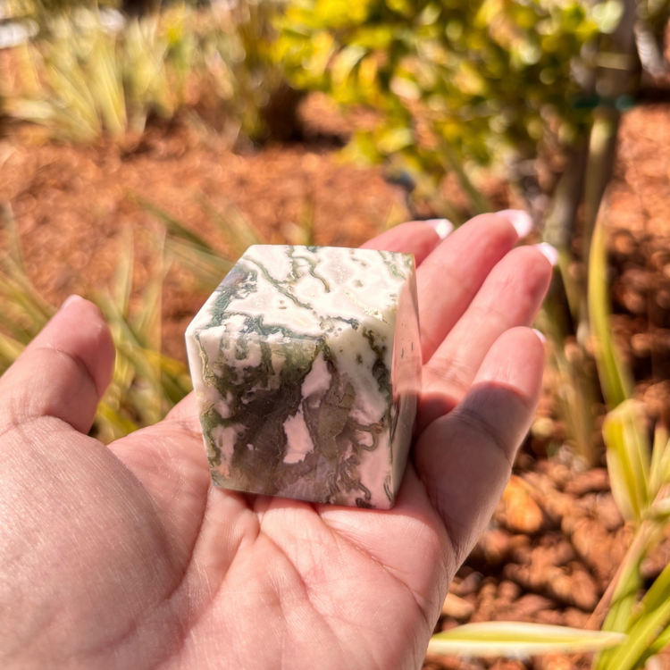 Moss Agate Cube