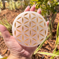 Selenite (Satin Spar) Flower of Life Charging Plate
